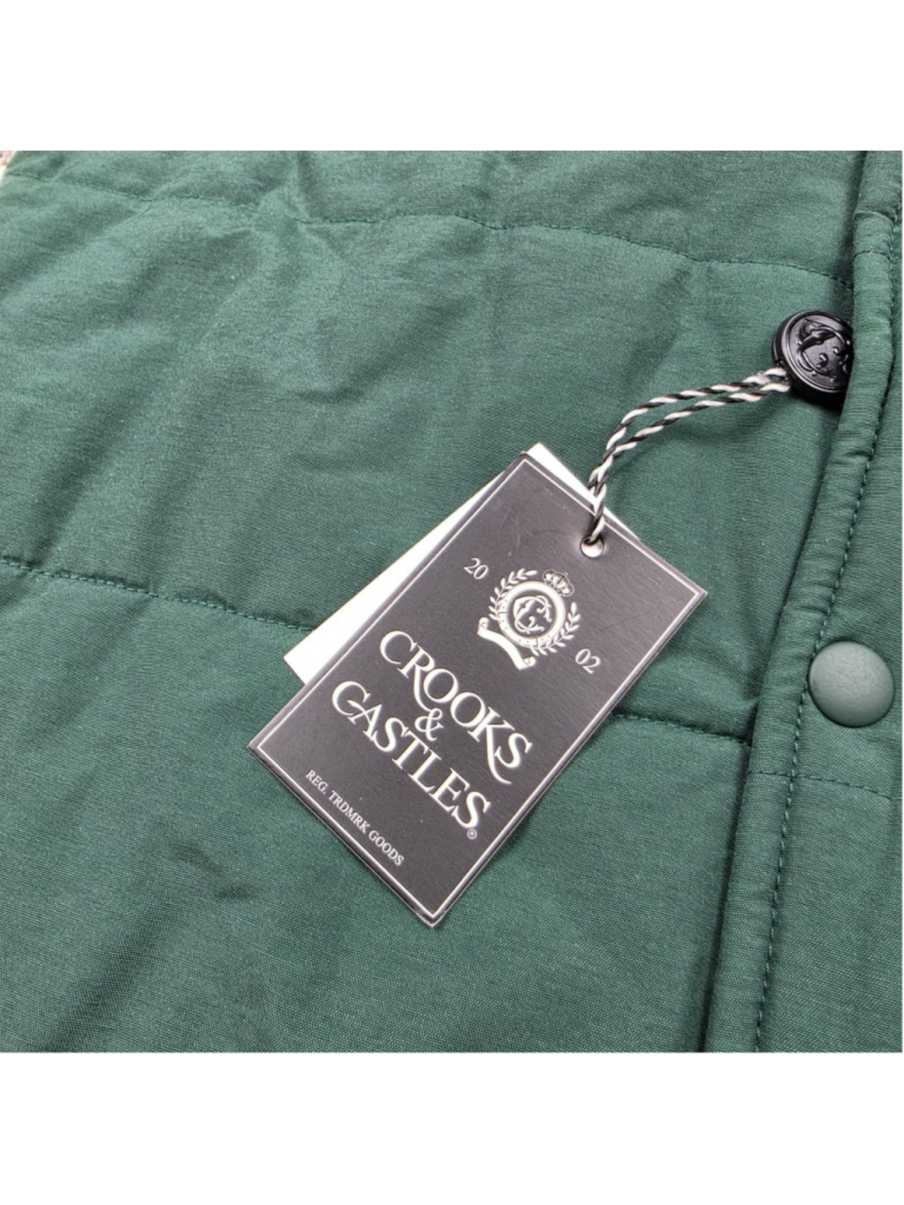 NWT Crooks & Castles Y2K Quilted Hooded Puffer Vest Green XL Streetwear - Picture 4 of 15